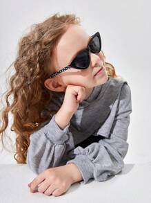 SHEIN 1pair Kids Star Pattern Cat Eye Frame Fashion Glasses For Outdoor
