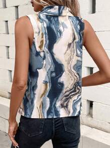SHEIN Clasi 大理石圖案垂領無袖襯衫 - 彩色 - 查看 2
