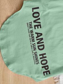 SHEIN Cô gái Tween Slogan Chi tiết được vá Áo thun Thả vai & Xà cạp - Màu xanh Bạc hà - Xem 3