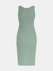 SHEIN Thiếu niên cô gái Mặt trước xoắn Váy Wrap Hem - Màu xanh Bạc hà - Xem 2