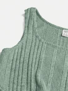 SHEIN Thiếu niên cô gái Mặt trước xoắn Váy Wrap Hem - Màu xanh Bạc hà - Xem 3