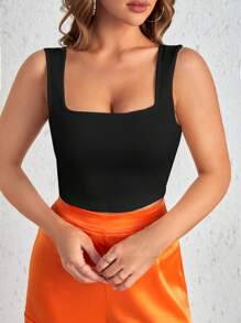 SHEIN SXY Tank Top mit Einfarbig Rippenstrick