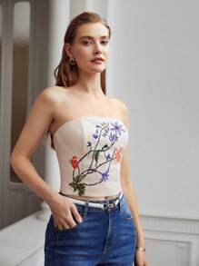 MOTF PREMIUM Top tubo bordado - Beis - Ver 9