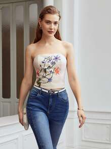 MOTF PREMIUM Top tubo bordado - Beis - Ver 4