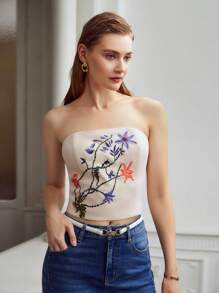 MOTF PREMIUM Top tubo bordado - Beis - Ver 6