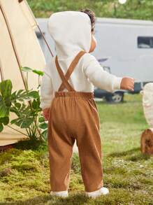 SHEIN Baby Girl Solid Overall Jumpsuit Without Hoodie - Brown - View 2