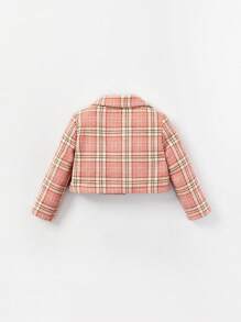 Cozy Pixies 女嬰格紋印花西裝領西裝外套和裙子和吊帶上衣和帽 - 粉色 - 查看 2