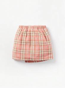 Cozy Pixies 女嬰格紋印花西裝領西裝外套和裙子和吊帶上衣和帽 - 粉色 - 查看 12