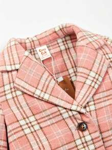 Cozy Pixies 女嬰格紋印花西裝領西裝外套和裙子和吊帶上衣和帽 - 粉色 - 查看 6