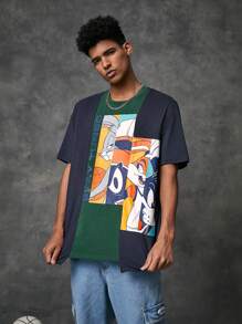 SPACE JAM: A NEW LEGACY X SHEIN Men Cartoon & Letter Graphic Colorblock Tee - Multicolor - View 6