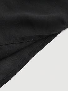 SHEIN MOD Solid Frill Trim Ruffle Hem Skirt - Black - View 4