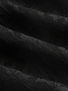 SHEIN MOD Jacquard Peplum Cami Black Short Tube Top Doll Top - Black - View 4