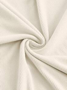 SHEIN MOD 大碼前繫帶胸部褶皺吊帶洋裝 - 米色 - 查看 4