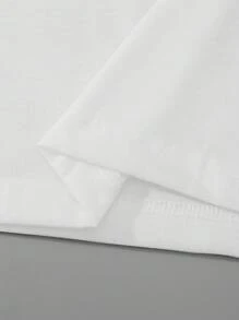 男士花卉圖案&日文字元圖案T恤 - 白色 - 查看 4