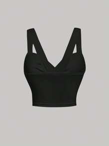 SHEIN MOD 大碼素色寬背帶上衣 - 黑色 - 查看 2