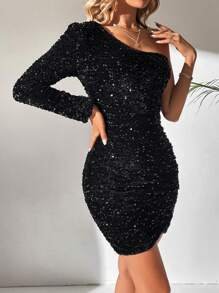 SHEIN Tall One Shoulder Sequin Bodycon Dress