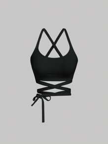 SHEIN MOD Solid Criss Cross Tie Back Cami Top