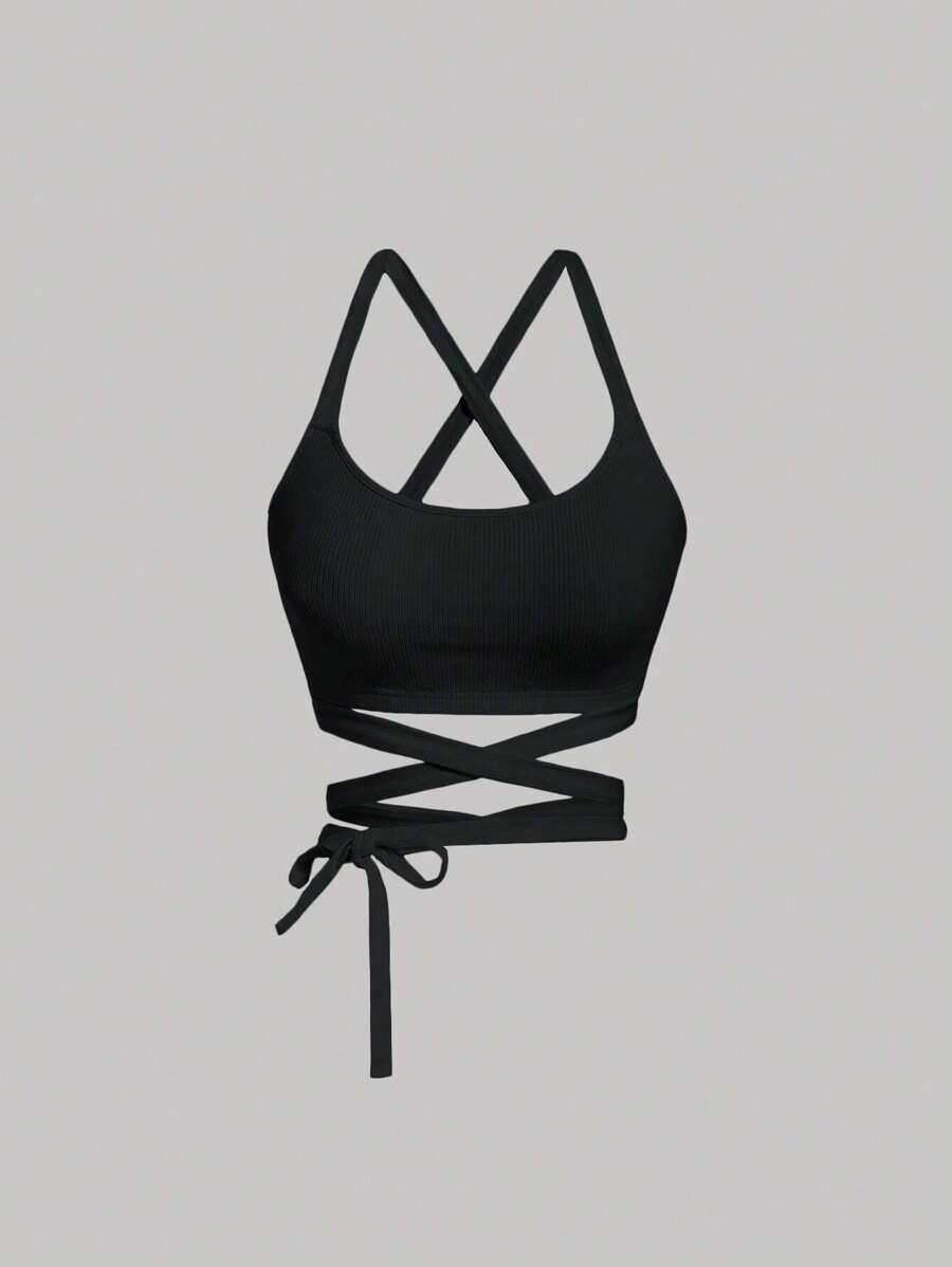 SHEIN MOD Solid Criss Cross Tie Back Cami Top
