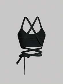SHEIN MOD Solid Criss Cross Tie Back Cami Top