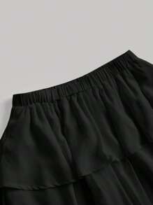 SHEIN MOD Solid Layer Hem Skort - Black - View 3