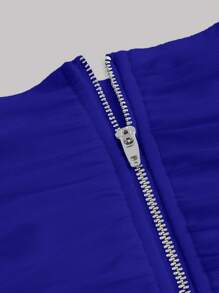 SHEIN MOD 藍色露肩收皺頭巾邊收皺網紗單肩背心 - 寶藍色 - 查看 4