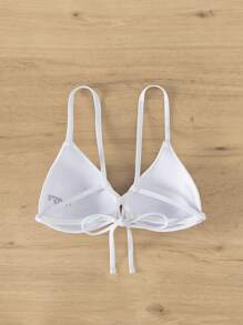Solid Push Up Bikini Top For Summer Beach Vacation - White - View 2