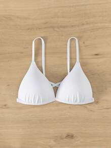Solid Push Up Bikini Top For Summer Beach Vacation - White - View 6