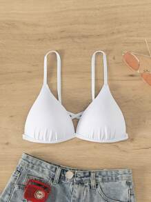 Solid Push Up Bikini Top For Summer Beach Vacation - White - View 7