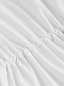 Muchica Drawstring Waist Zip Up Hooded Coat - White - View 3