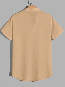 Manfinity NiteLyfe Nam Chất rắn Popover Áo sơ mi - Màu Khaki - Xem 2