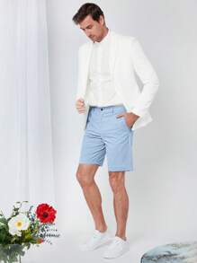 Manfinity NiteLyfe 男士斜口袋百慕大短褲 - 淺藍色 - 查看 3