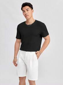 Manfinity RebelGame 男士素色圓領T恤 - 黑色 - 查看 4