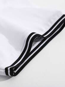 Manfinity Homme 男士大码標語圖案拼接邊T恤 - 白色 - 查看 3