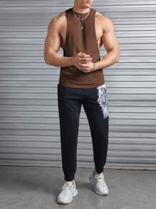 GENTILAND Men Solid Tank Top - Coffee Brown - View 5