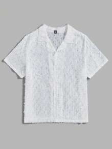 Manfinity RebelGame Men Plus Lapel Neck Fuzzy Shirt - White - View 1