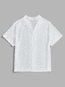 Manfinity RebelGame Men Plus Lapel Neck Fuzzy Shirt - White - View 2