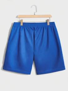 Manfinity VCAY Bộ áo phông và quần short in khẩu hiệu thường ngày dành cho nam, mùa hè - Xanh đậm - Xem 5