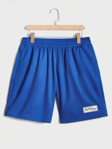 Manfinity VCAY Bộ áo phông và quần short in khẩu hiệu thường ngày dành cho nam, mùa hè - Xanh đậm - Xem 8