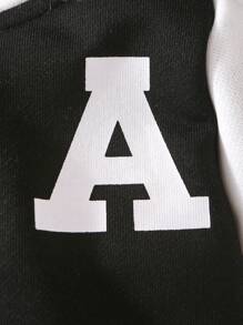 SHEIN Explorewe Baby Boy Letter Graphic Colourblock Hooded Jumpsuit - Black and White - View 3