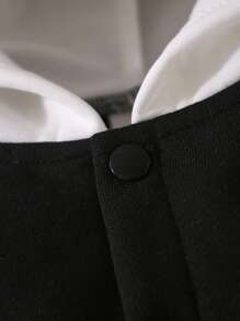 SHEIN Explorewe Baby Boy Letter Graphic Colourblock Hooded Jumpsuit - Black and White - View 4