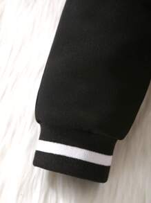 SHEIN Explorewe Baby Boy Letter Graphic Colourblock Hooded Jumpsuit - Black and White - View 7