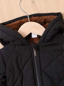 Baby Girl Zip Up Teddy Lined Hooded Jacket