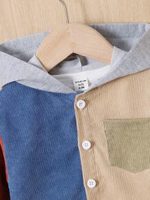 男嬰撞色補丁貼口袋連帽外套不帶T恤 - 彩色 - 查看 3