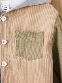 男嬰撞色補丁貼口袋連帽外套不帶T恤 - 彩色 - 查看 4