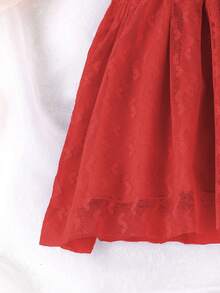 Baby Girl Floral Appliques Peplum Waist Dress - Red - View 6