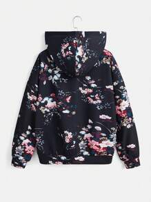 SHEIN LUNE 大码印花落肩卫衣 - 黑色 - 查看 2