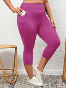 SHEIN LUNE Hơn Chất rắn Thắt lưng băng rộng Xà cạp Có túi điện thoại - Màu Hồng Tươi - Xem 2