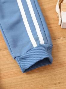 SHEIN Explorewe 男孩休闲运动服配色块装饰编织腰带，2 件春/夏/秋/冬装，适合户外活动和各种场合，设计简洁百搭，穿着舒适