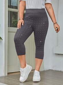 SHEIN LUNE Hơn Kiểm soát bụng Pha lê Xà cạp - Màu xám đen - Xem 2