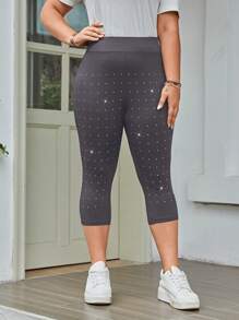 SHEIN LUNE Hơn Kiểm soát bụng Pha lê Xà cạp - Màu xám đen - Xem 5